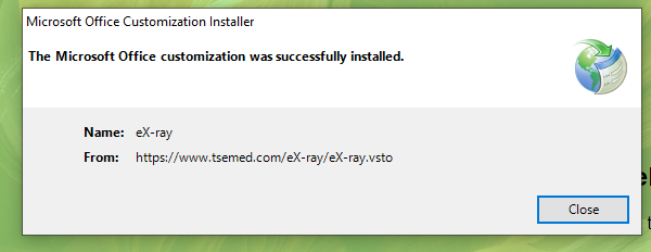 eX-ray has been been added to your MS Office installation